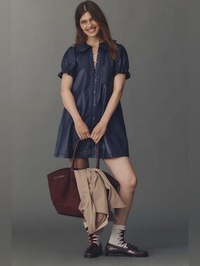 ✨ Anthropologie Keira Faux Leather Mini Dress Sz L